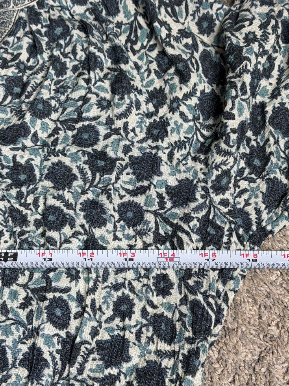 Faherty Montana Dress medium Navy Folly Floral western boho long sleeve a-line - Picture 9 of 13